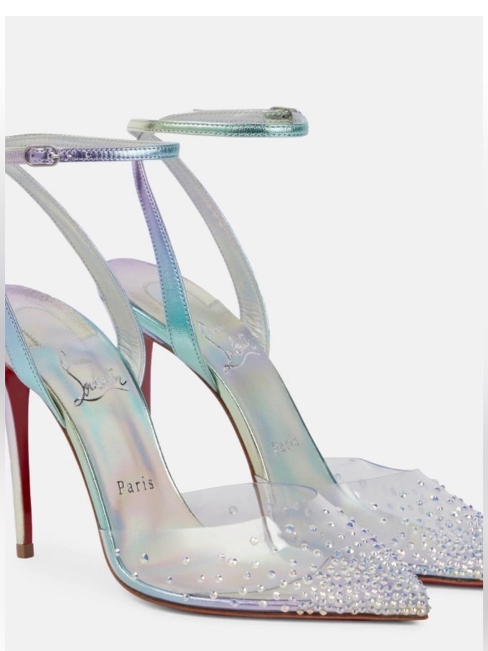 Christian Louboutin - Spikaqueen Crystal Pointed Toe Slingback Heels -Vers Multi - Picture 16 of 17